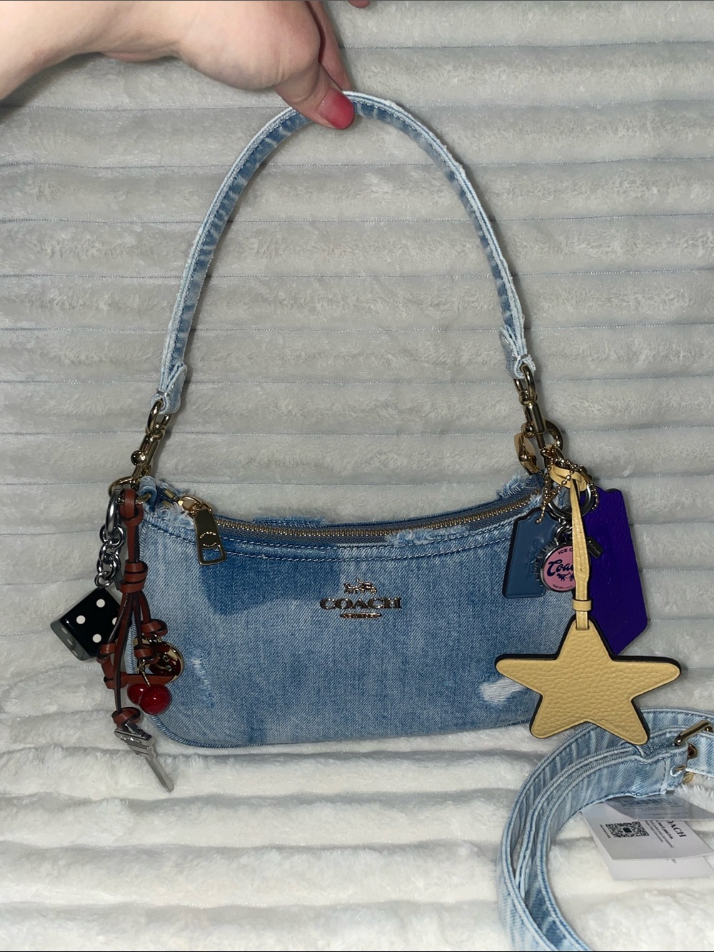 Coach Brand New Loved Denim Teri Shoulder bag with Charms